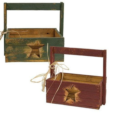 Distressed Wood Christmas Colors Star Cutout Tote, 2 Asstd. Sold Individually - The Fox Decor